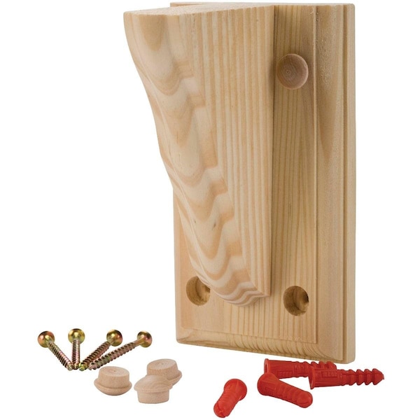Waddell 6 In. D. x 9 In. H. Natural Wood Shelf Bracket with Backplate 1351/TWB-601 - main
